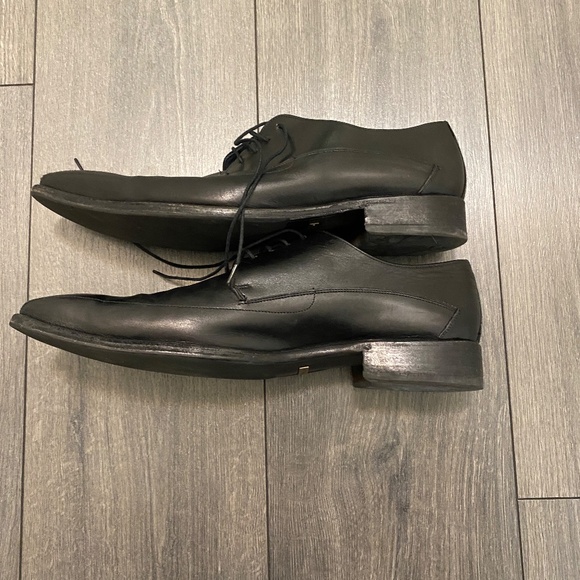 Canali Black Leather Men's Oxfords - Picture 4 of 16
